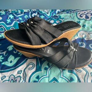 Italian shoemakers size 10 black wedged and cork